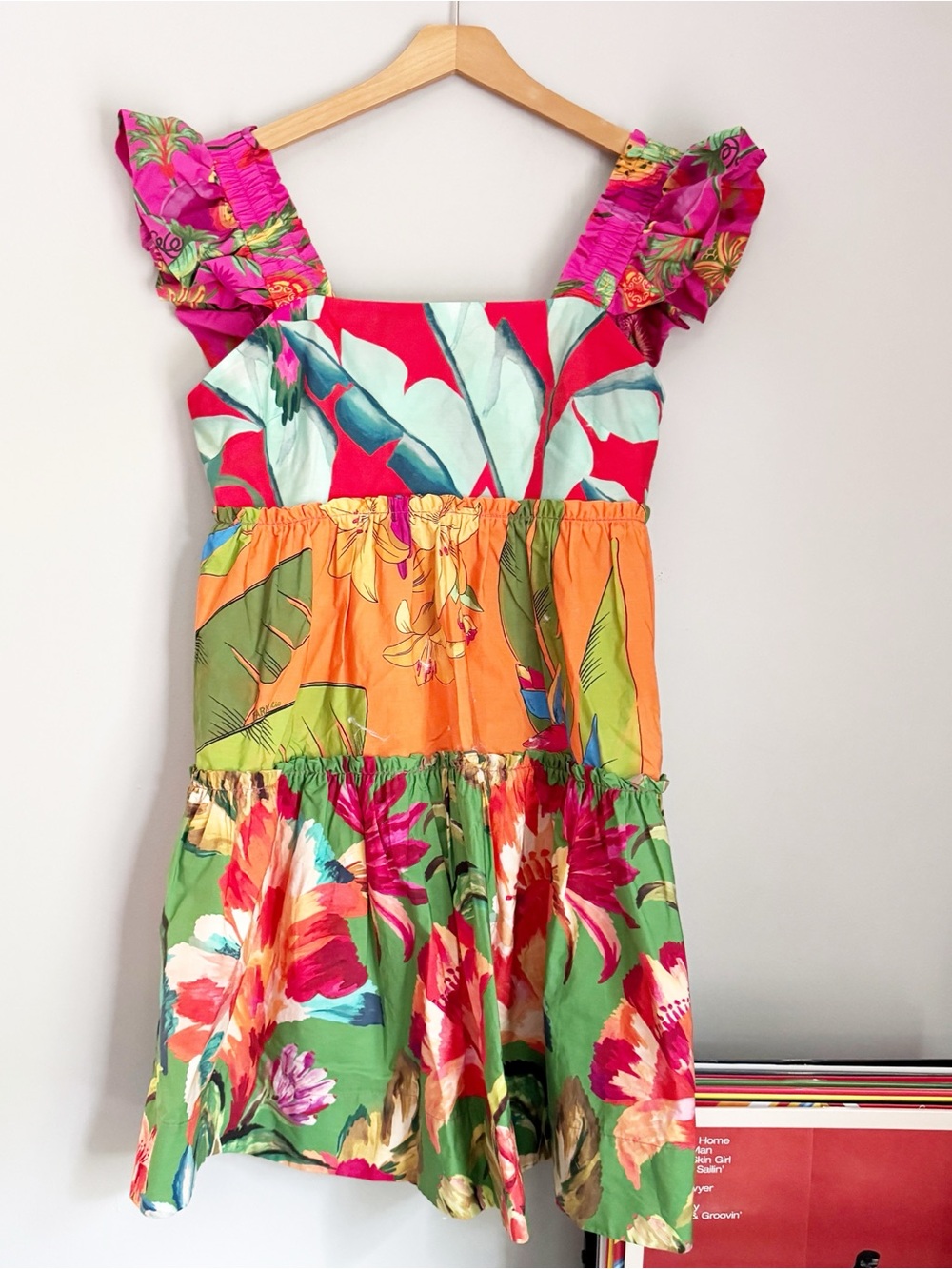 Farm Rio Foliage Cotton Tiered minidress